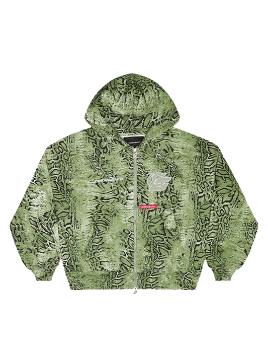 Snake Zip Hoodie Green & Black