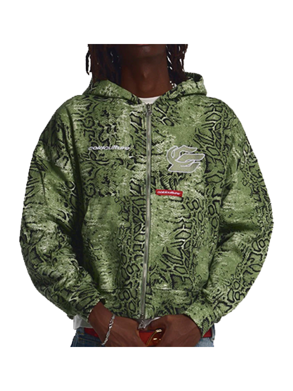 Snake Zip Hoodie Green & Black